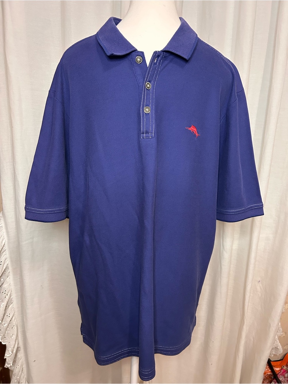 Tommy Bahama Emfielder 2.0 Polo Shirt Mens Large Blue IslandZone Marlin Logo